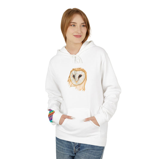 Warm Heart Owl Hoodie, Cozy Unisex Fleece Sweatshirt, Gift for Animal Lovers, Cute Owl Apparel, Fall Fashion