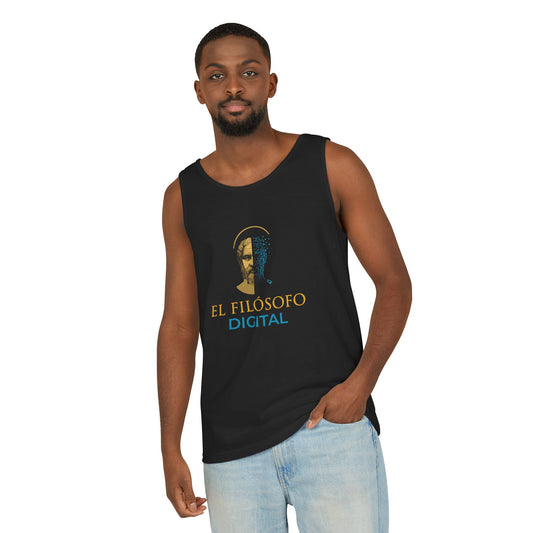 Unisex Philosopher Digital Tank Top, Casual Summer Wear, Gift for Intellectuals, Beach Outing, Philosophy Lovers Gift