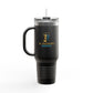 Travel Mug with Inspirational Quote, Insulated 40oz Coffee Tumbler, Perfect for Road Trips, Gifts for Students, Motivational Drinkware